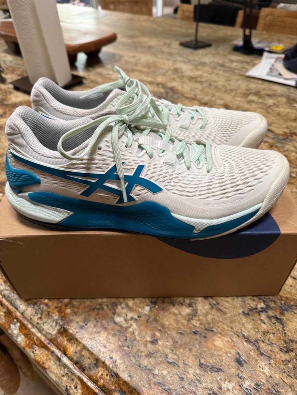 ASICS Gel - Resolution 9 Women's White and Mint Athletic Running Shoes